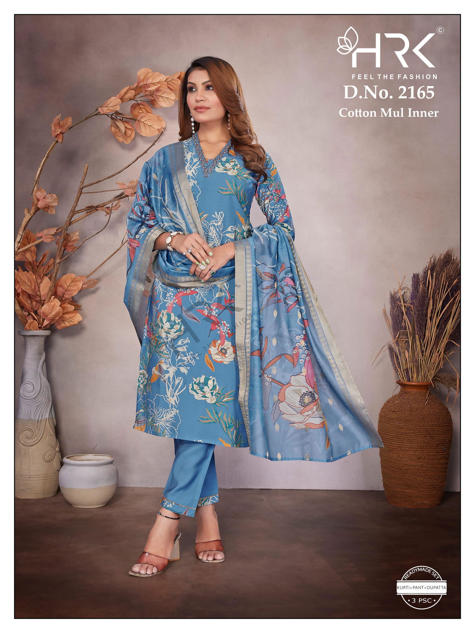HRK 2165 Roman Printed Designer Kurti Bottom With Dupatta Online Wholesale